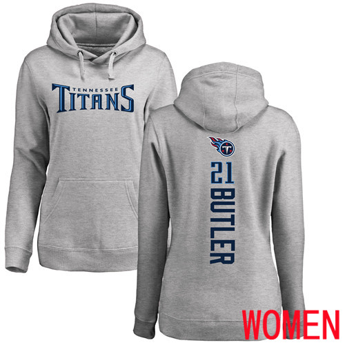 Tennessee Titans Ash Women Malcolm Butler Backer NFL Football #21 Pullover Hoodie Sweatshirts->women nfl jersey->Women Jersey